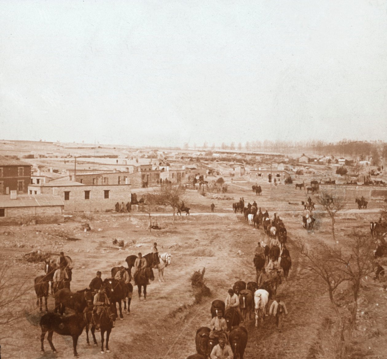 Soldados montados, Somme-Peat, norte da França, c1914-c1918 de Unbekannt