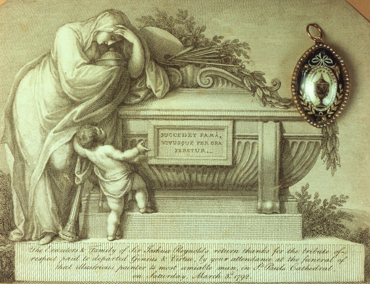 Cartão de luto e lembrança de Sir Joshua Reynolds, 1792 de Unbekannt