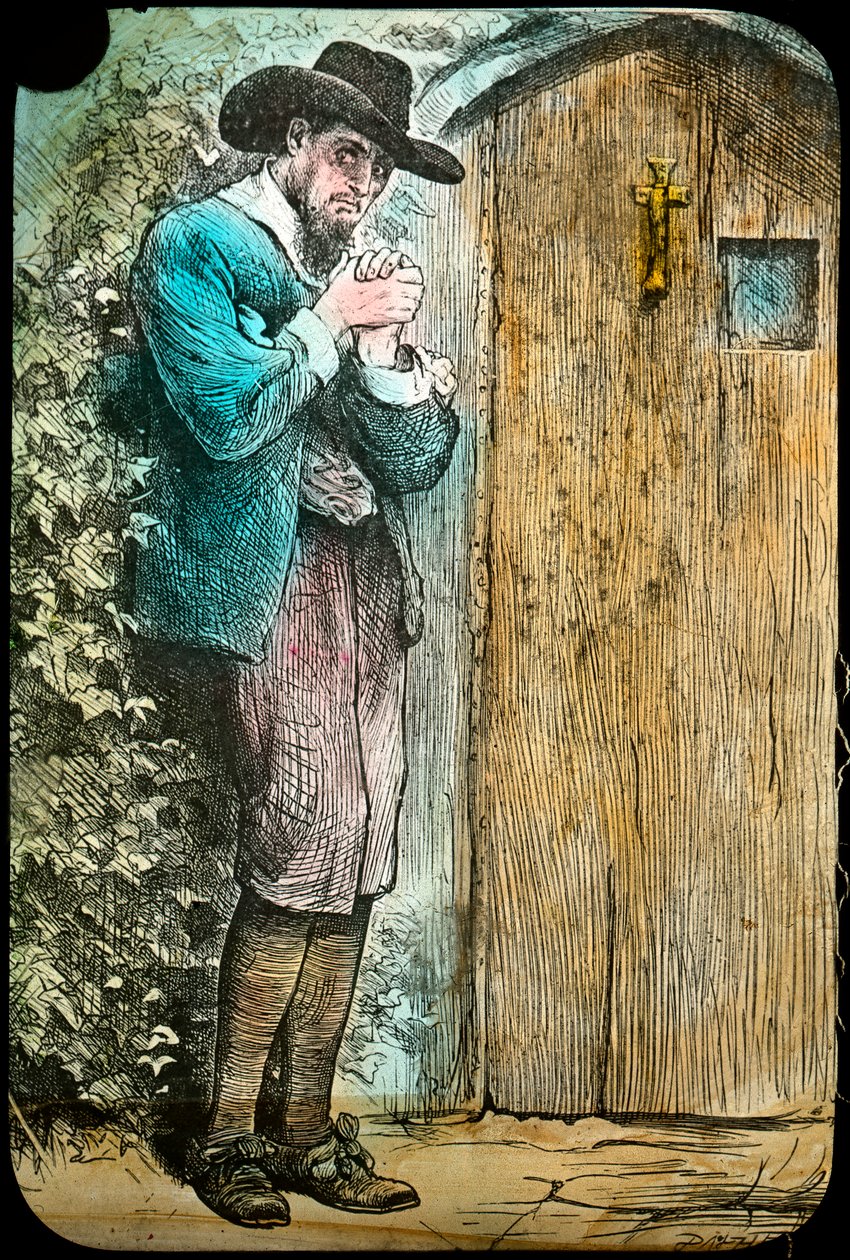 Sr. Temendo no portão, de The Pilgrims Progress, final do século XIX ou início do século XX de Unbekannt