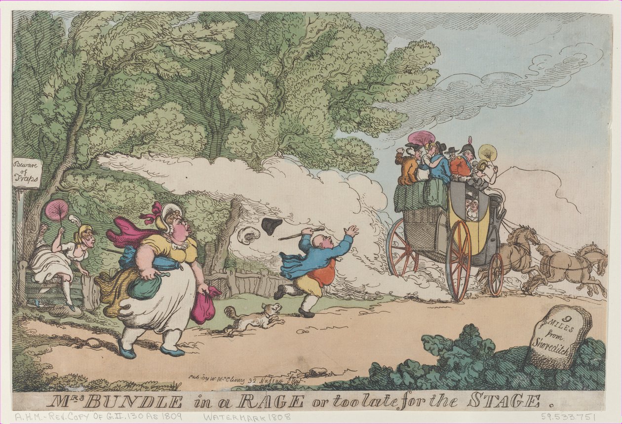 Mrs. Bundle in a Rage ou demasiado tarde para o Palco, [1 de Julho de 1809], policia..., [1 de Julho de 1809], cópia depois. de Unbekannt