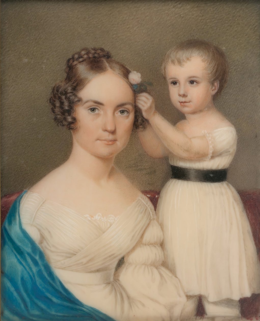Sra. William Gordon Ver Planck e seu filho Samuel Hopkins Ver Planck, ca. 1828. de Unbekannt