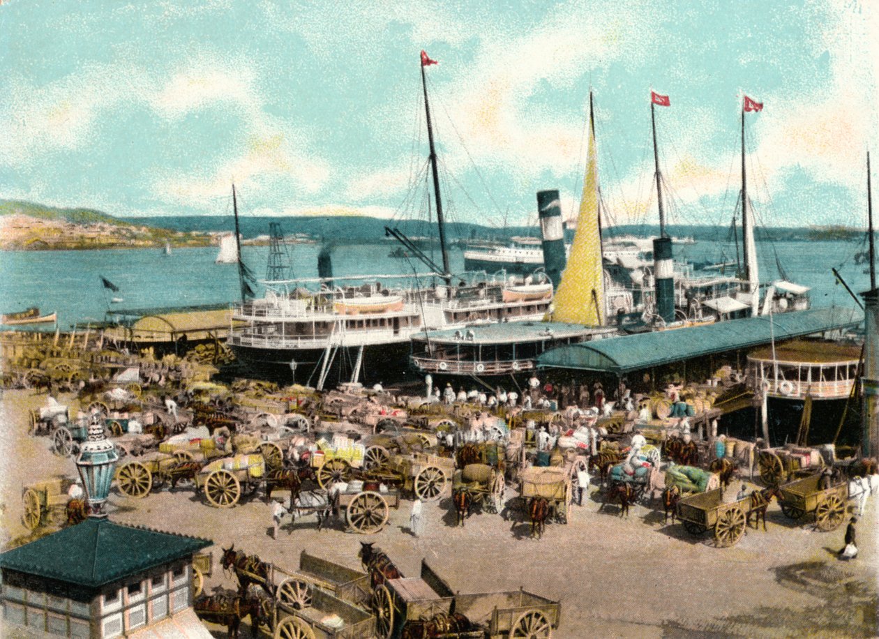 Porto de Muelle de Luz com balsas, Havana, Cuba, 1904 de Unbekannt