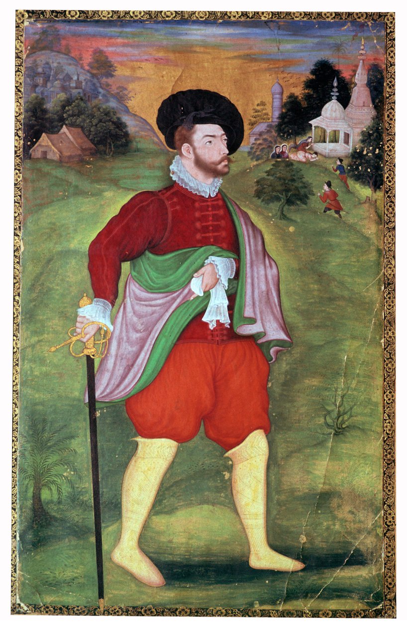Retrato de Mughal de um europeu, século XVI de Unbekannt