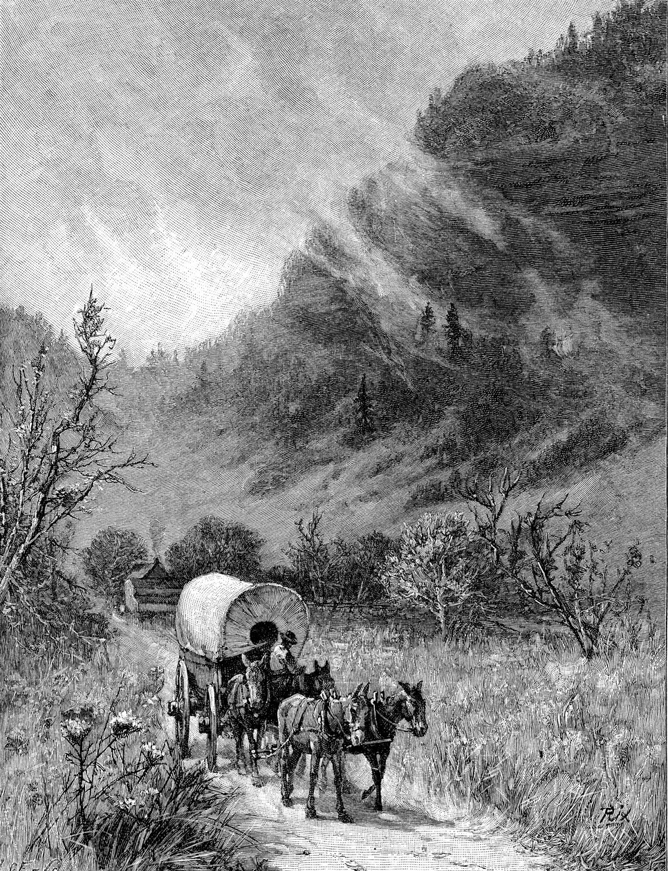 Vagão de mula que passa através da abertura de Cumberland, Kentucky de Unbekannt