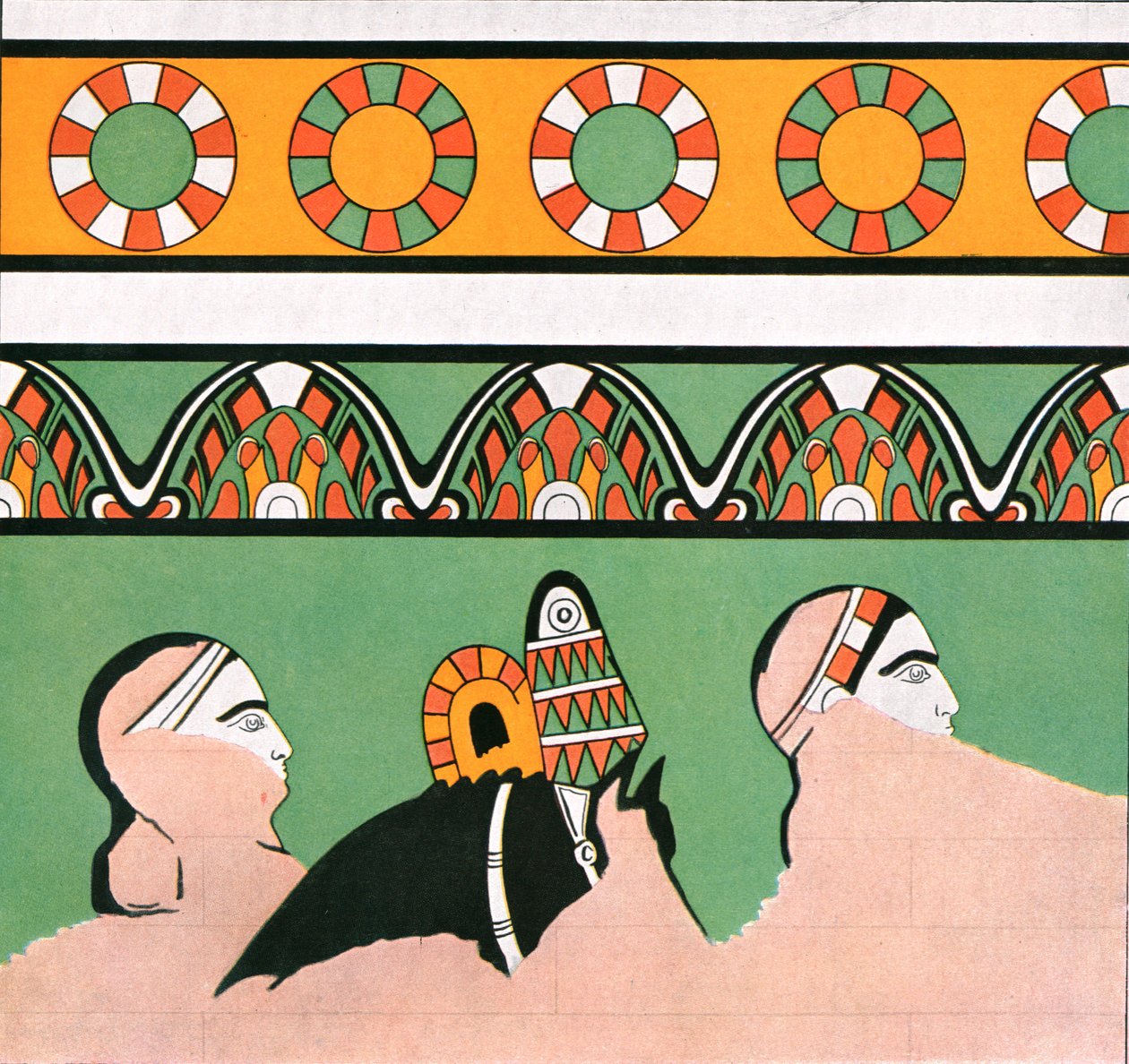 Pintura mural do palácio de Dur-Sharrukin, Assíria, 1928. de Unbekannt
