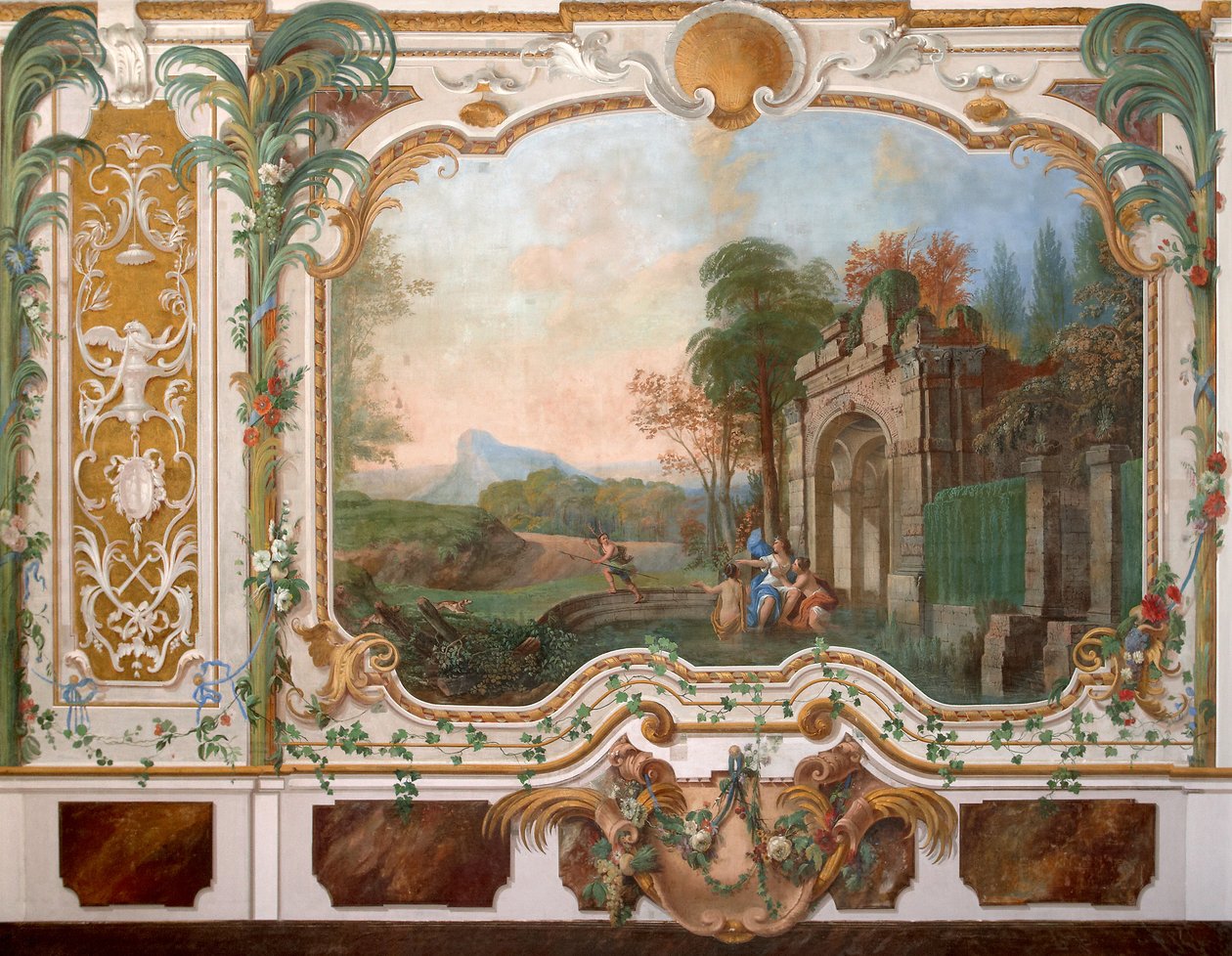 Pintura mural na sala de estar do palácio chinês em Oranienbaum, meados do século XVIII de Unbekannt