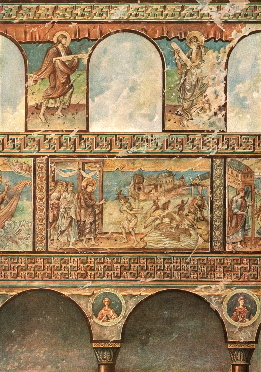 Pinturas murais na Igreja de St. George, Oberzell, Reichenau, Alemanha, 1928. de Unbekannt