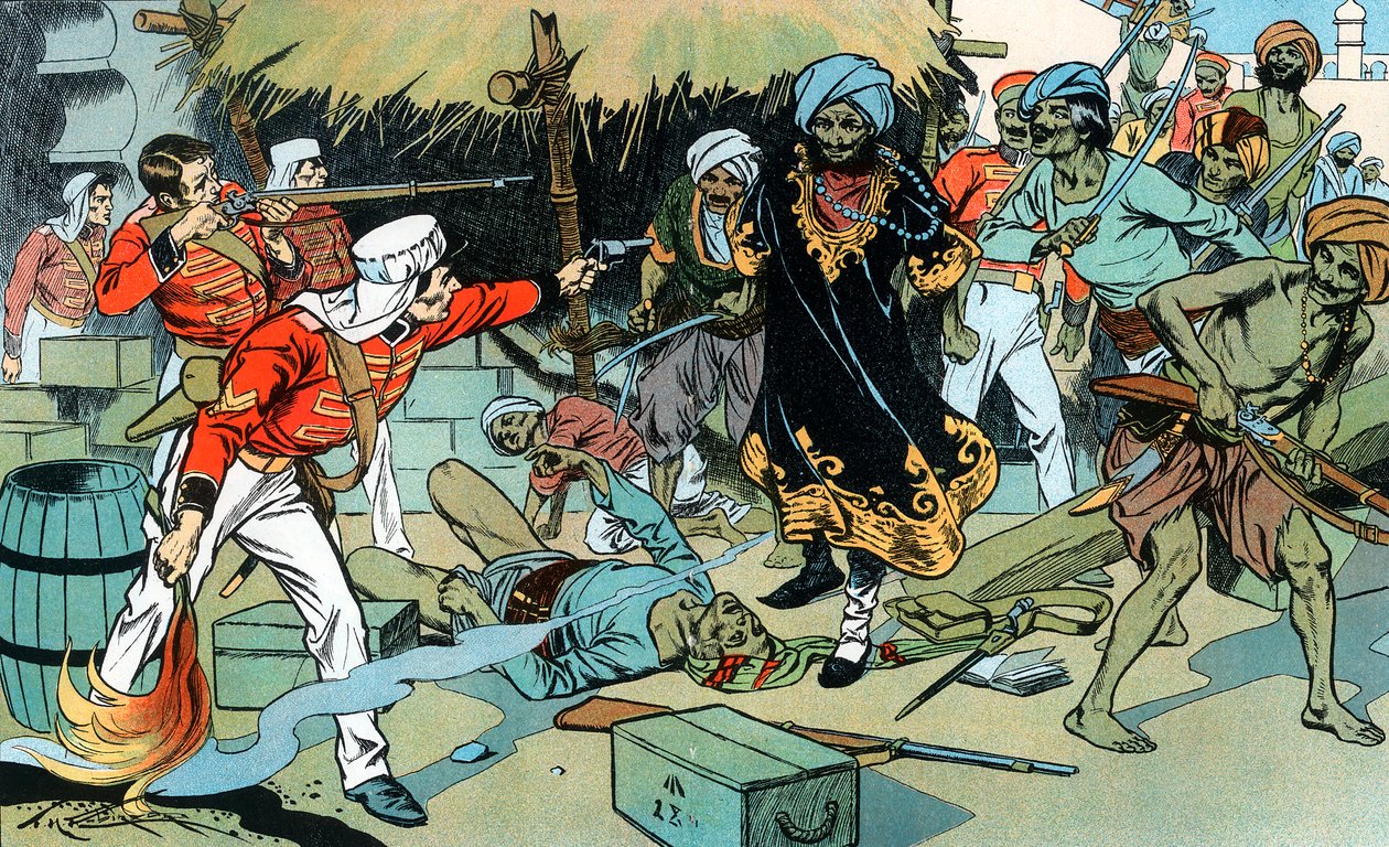 Amotinados atacando a revista em Delhi, Indian Motiny, 11 de maio de 1857 c1900 de Unbekannt
