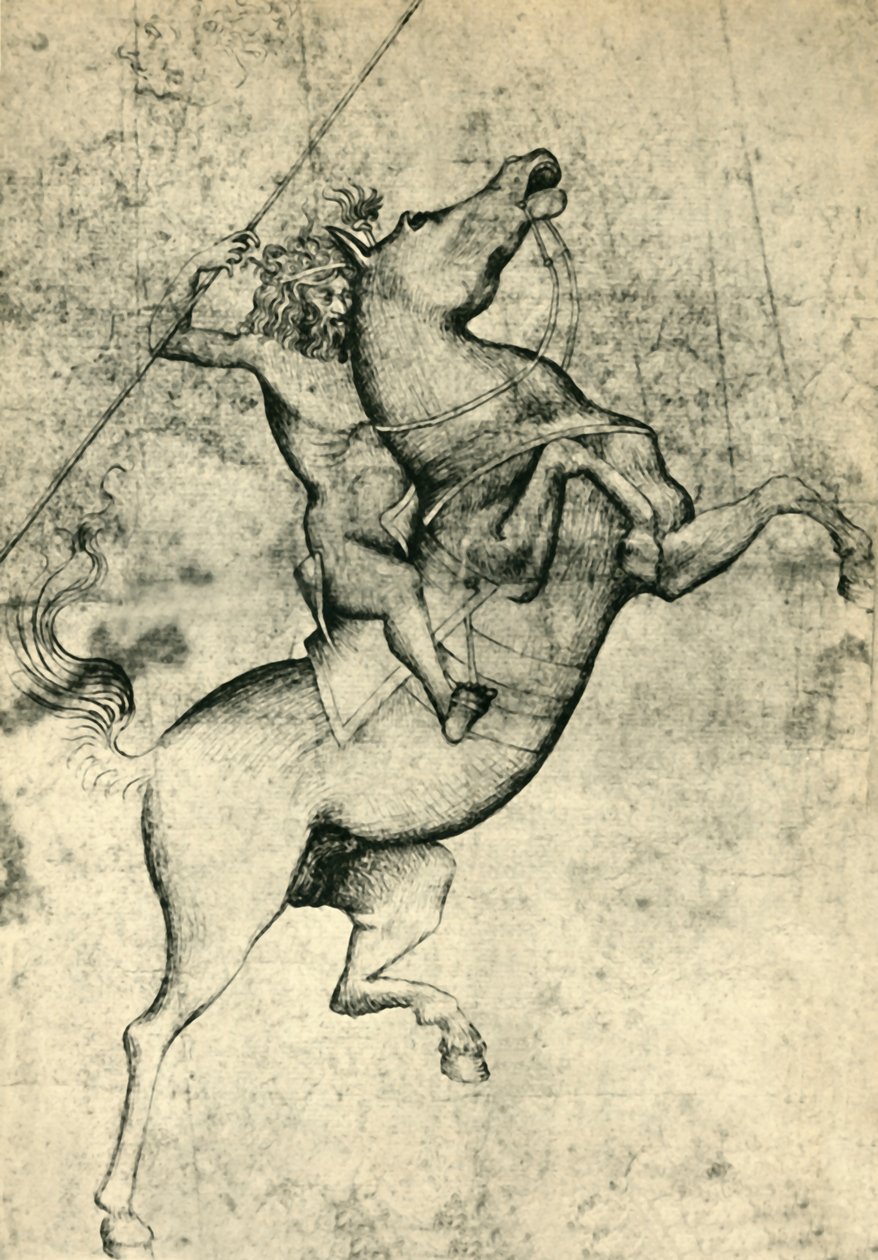 Homem nu, montando um cavalo, início do século XV, 1943. de Unbekannt