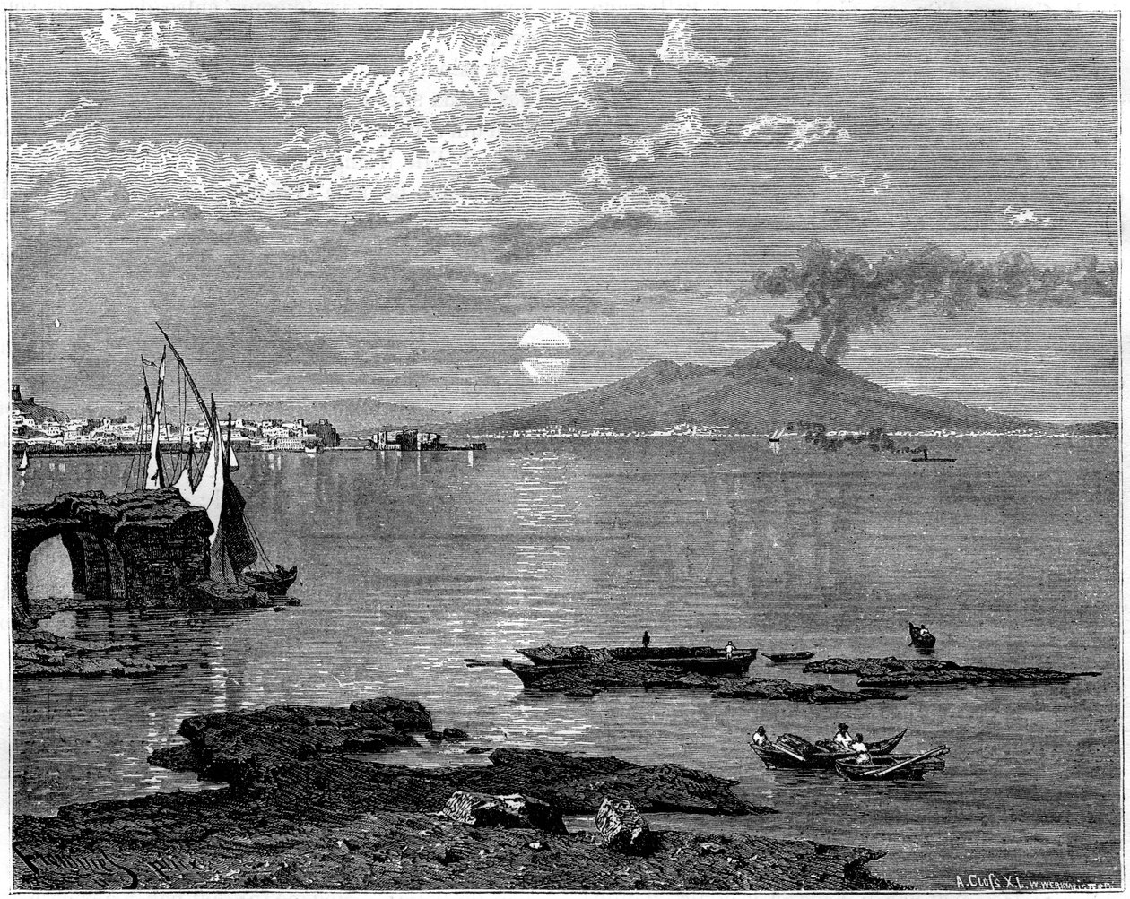 Nápoles e Monte Vesúvio, de Pausilippe, Itália, século XIX de Unbekannt