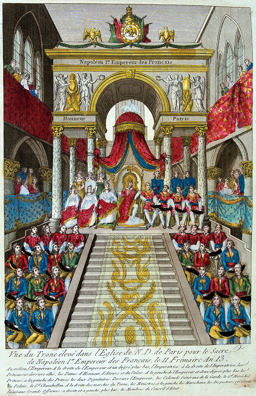 Napoleão Bonaparte é coroado Imperador Napoleão I, 2 de dezembro de 1804, século XIX de Unbekannt
