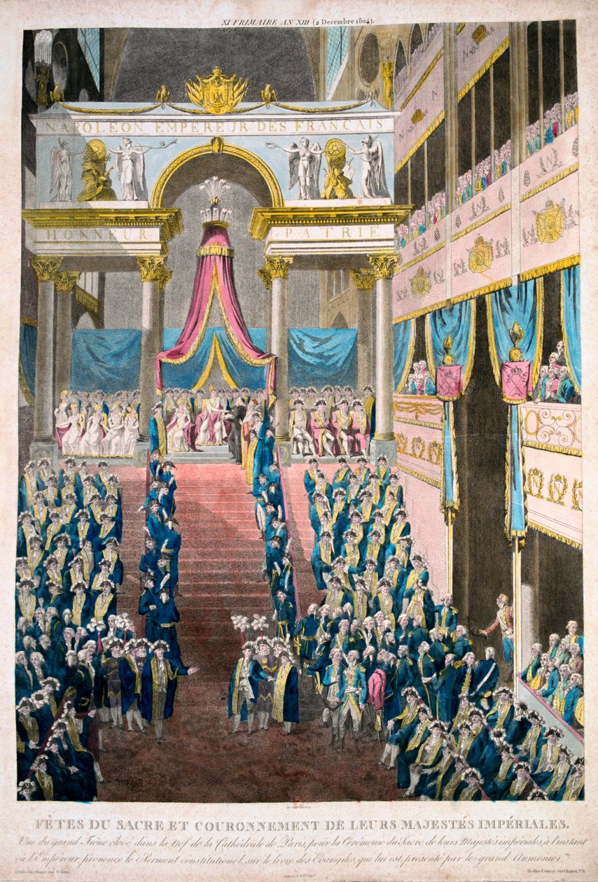 Napoleão Bonaparte é coroado Imperador Napoleão I, 2 de dezembro de 1804, século XIX de Unbekannt