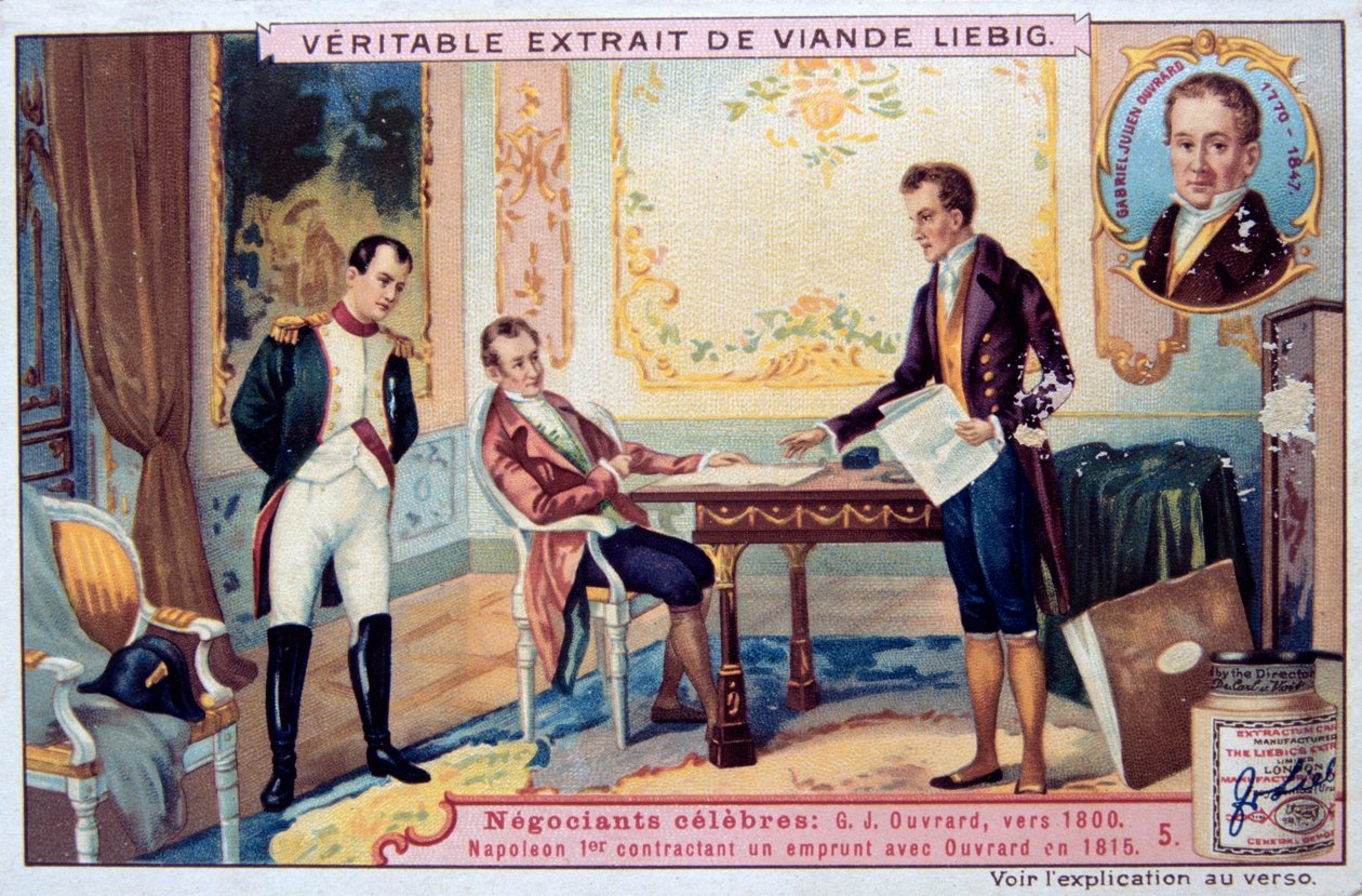 Napoleão Negociando um empréstimo com Gabriel Julien Ouvrard, 1815, século XIX de Unbekannt