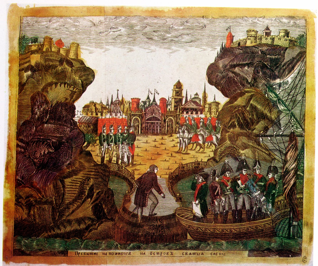 Napoleão chegando em Santa Helena, 1815 de Unbekannt
