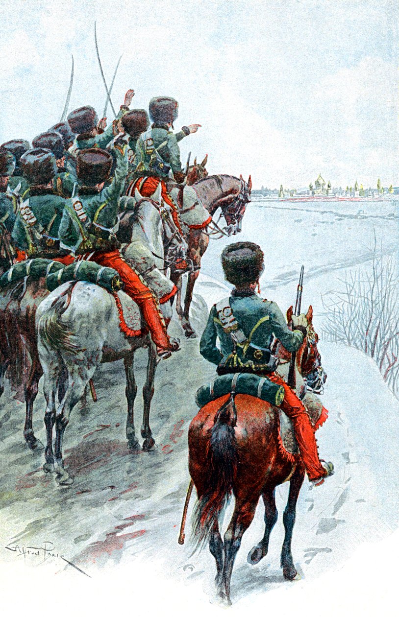 Napoleão Grande Armée avistando Moscou, 1812, final do século XIX de Unbekannt