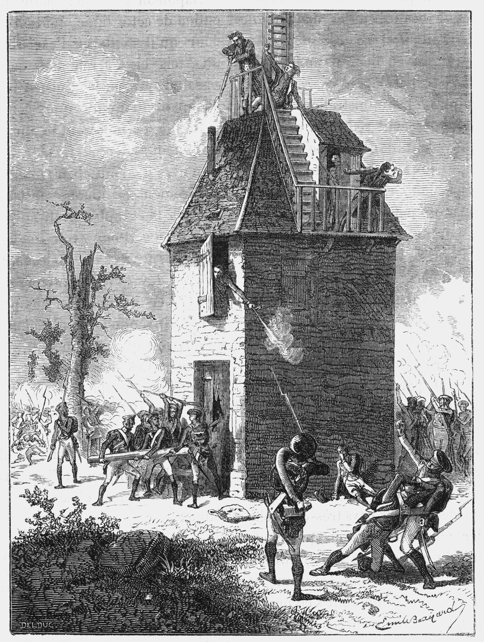 Tropas de Napoleão defendendo uma torre de telégrafo, c1815, c1870 de Unbekannt