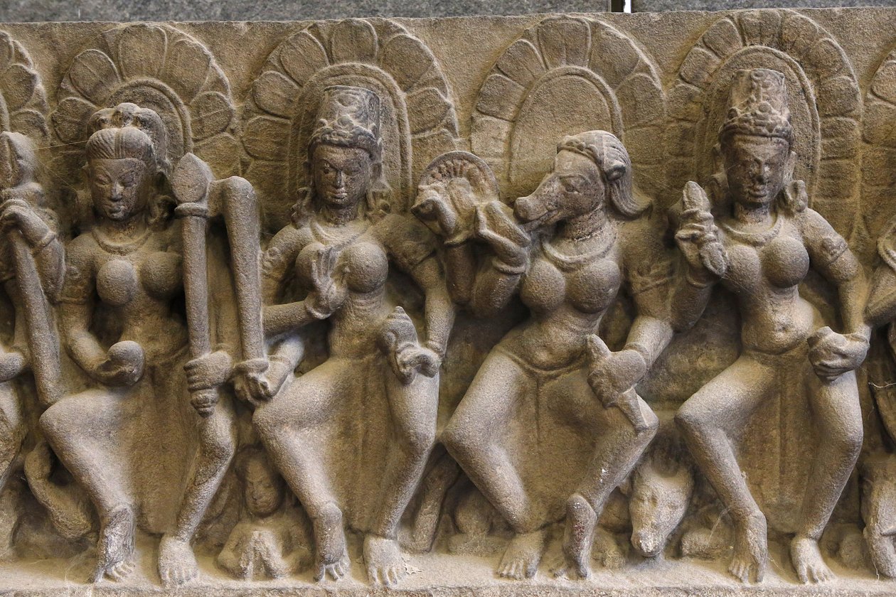 Museu Nacional da Índia, Nova Deli. Saptamatrikas (sete mães divinas). Pratihara de Unbekannt