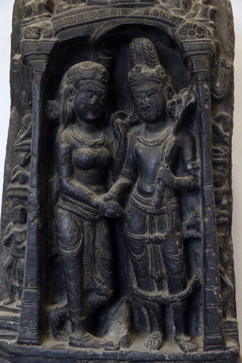 Museu Nacional da Índia, Nova Deli. Casamento de Shiva e Parvati. Pala de Unbekannt