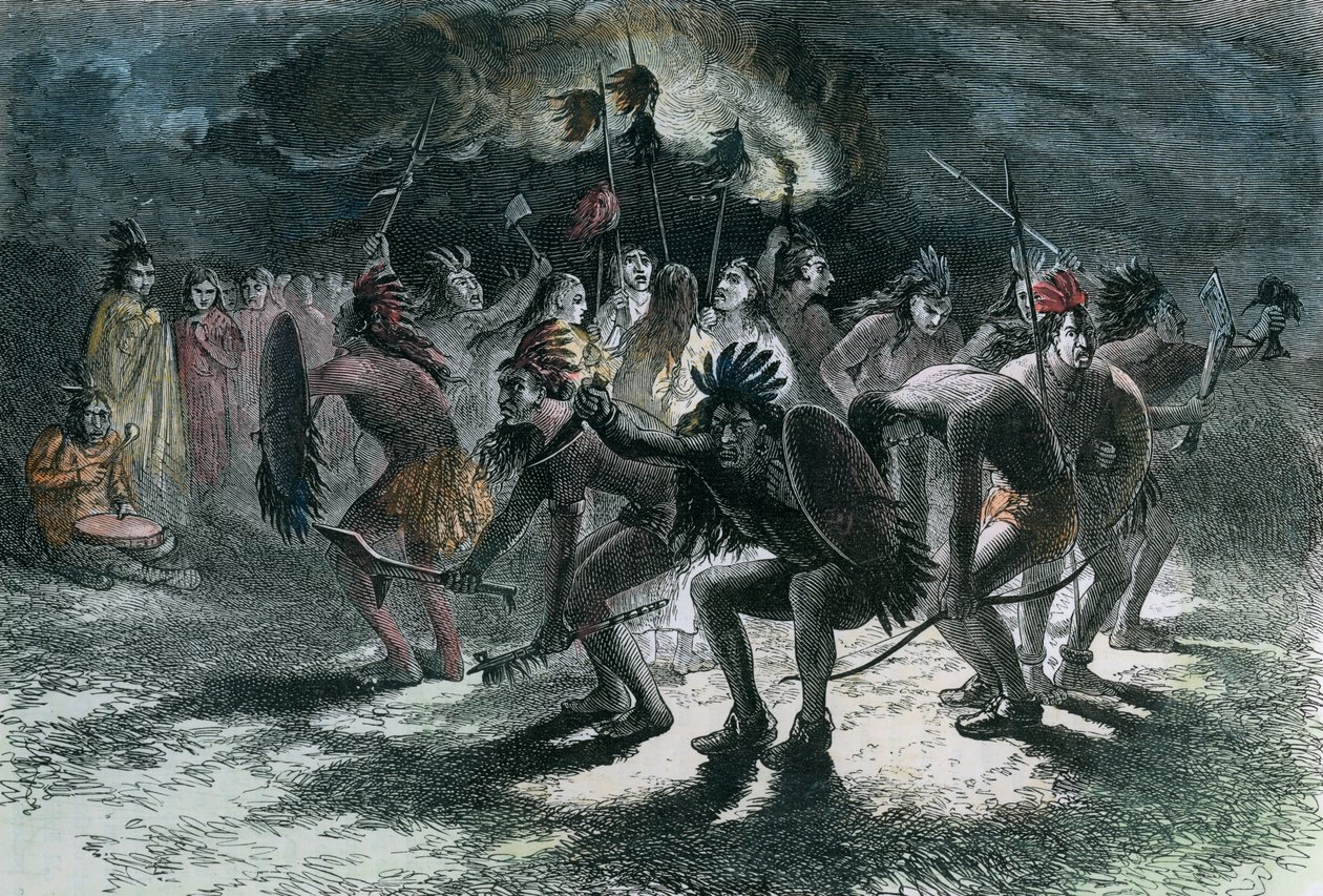 Dança do couro cabeludo do nativo americano, c1875 de Unbekannt