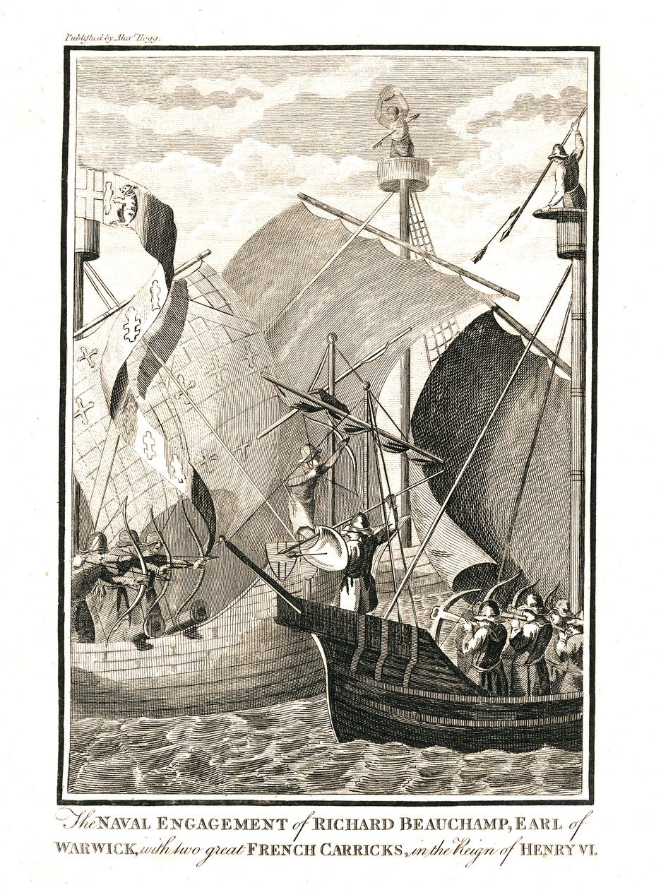 Naval Engagement contra dois grandes Carricks franceses por Richard Beauchamp Earl de Warwick no reinado de Unbekannt