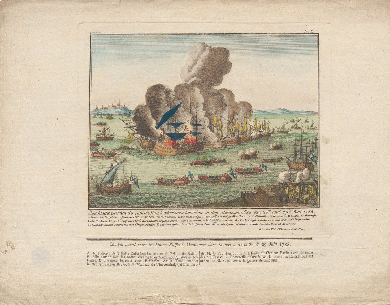 Batalha naval entre a frota russa e otomana no Mar Negro em 28 e 29 de junho de 1788, 1788. de Unbekannt