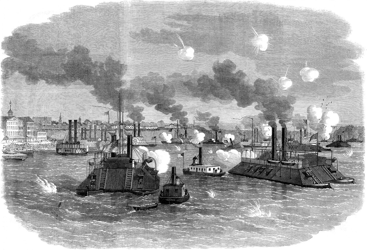 Batalha naval no Mississippi, Memphis, Tennessee, Guerra Civil Americana, julho de 1862 de Unbekannt