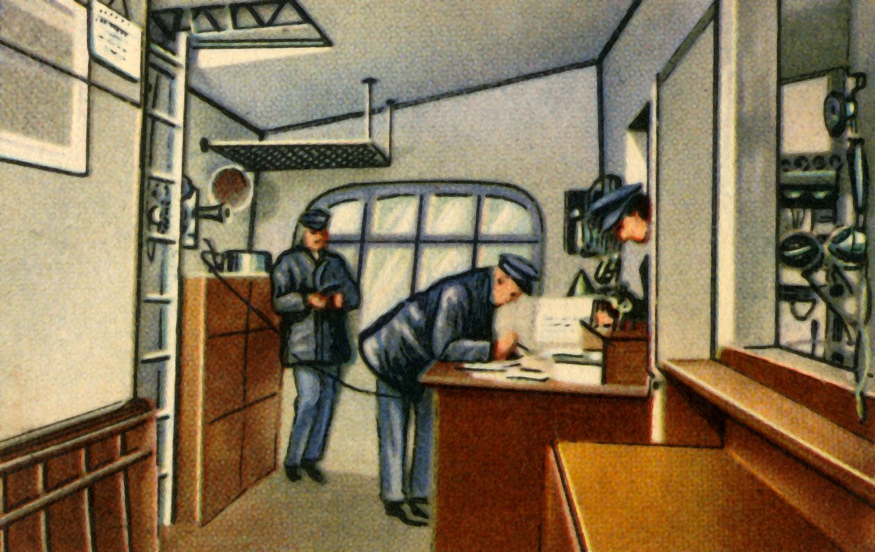 Sala de navegação a bordo de um zepelim, 1932. de Unbekannt