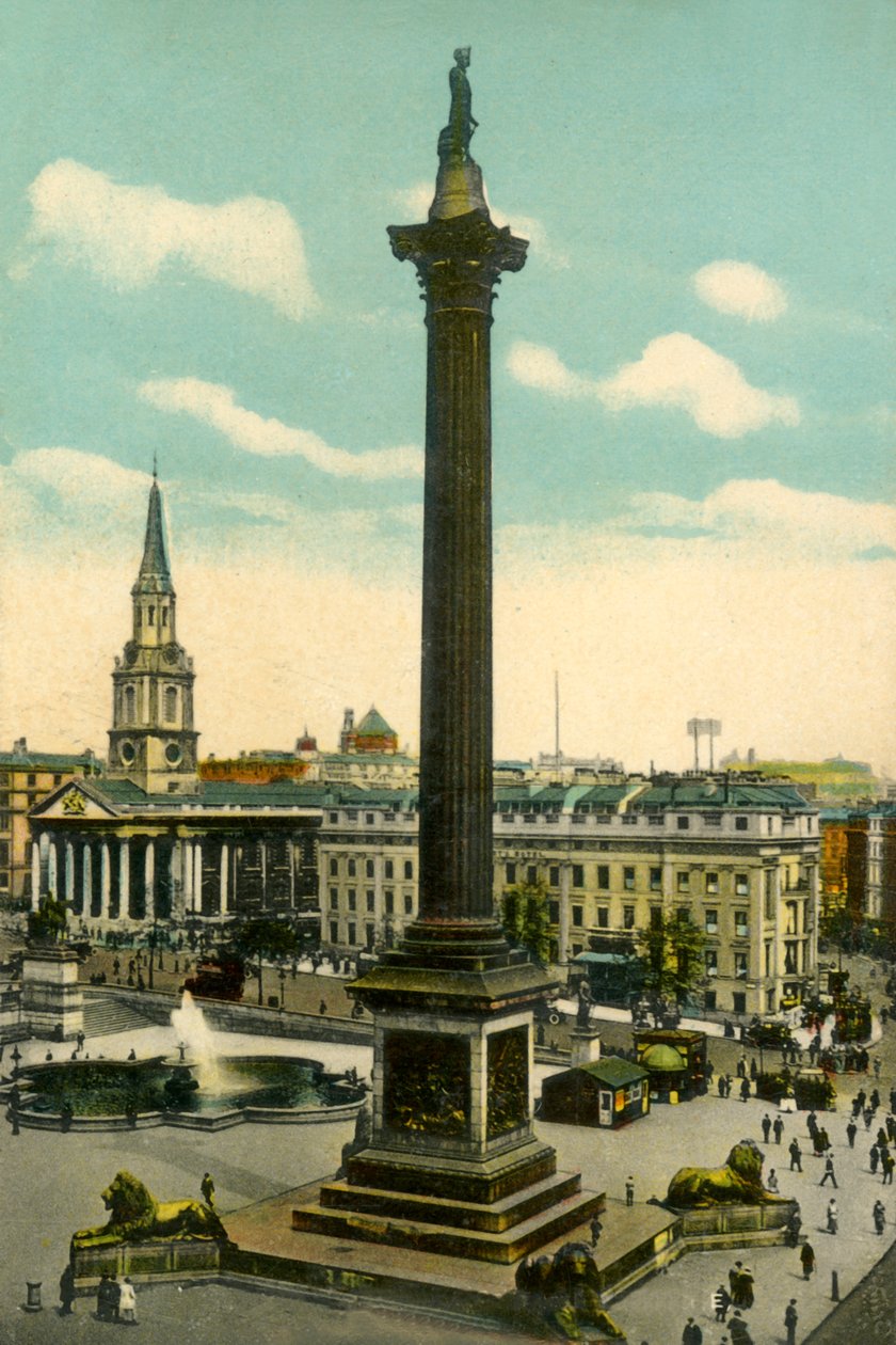 Coluna de Nelsons e Trafalgar Square, Londres, c1910. de Unbekannt