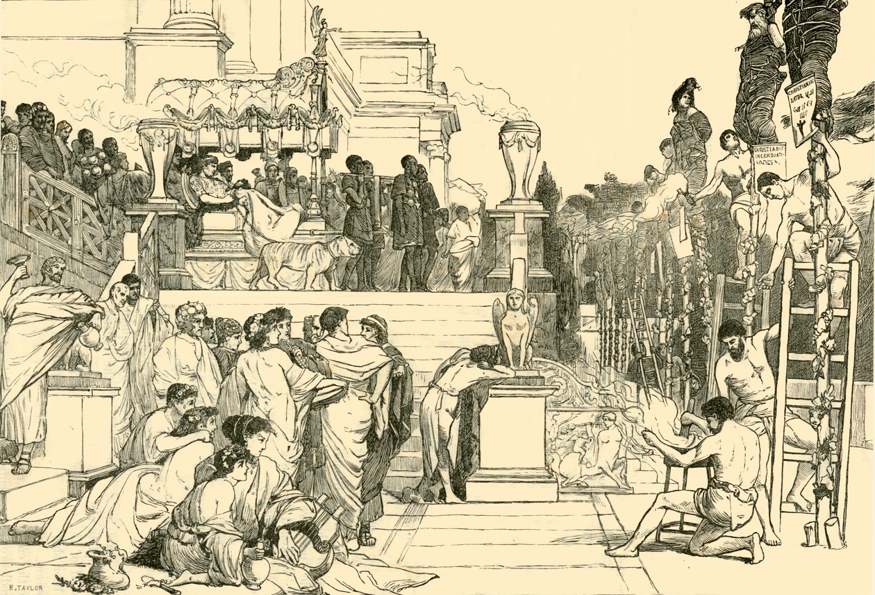 Neros Torches - queima de cristãos em Roma, 1890. de Unbekannt