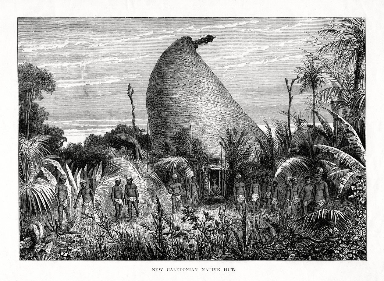 Cabana nativa da Nova Caledônia, sudoeste do Pacífico, 1877 de Unbekannt