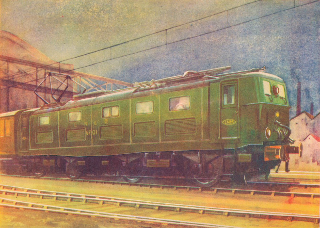 Nova locomotiva elétrica, LNER, saindo da estação Manchester London Road, 1940 de Unbekannt