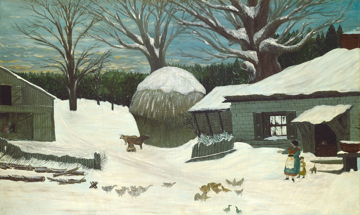Fazenda da Nova Inglaterra no inverno, 1850 ou depois. de Unbekannt