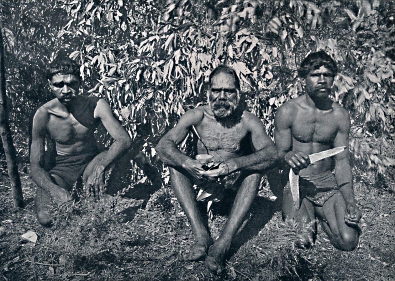 Aborígines de Nova Gales do Sul - rei Billy e seus ADCs, c1900. de Unbekannt