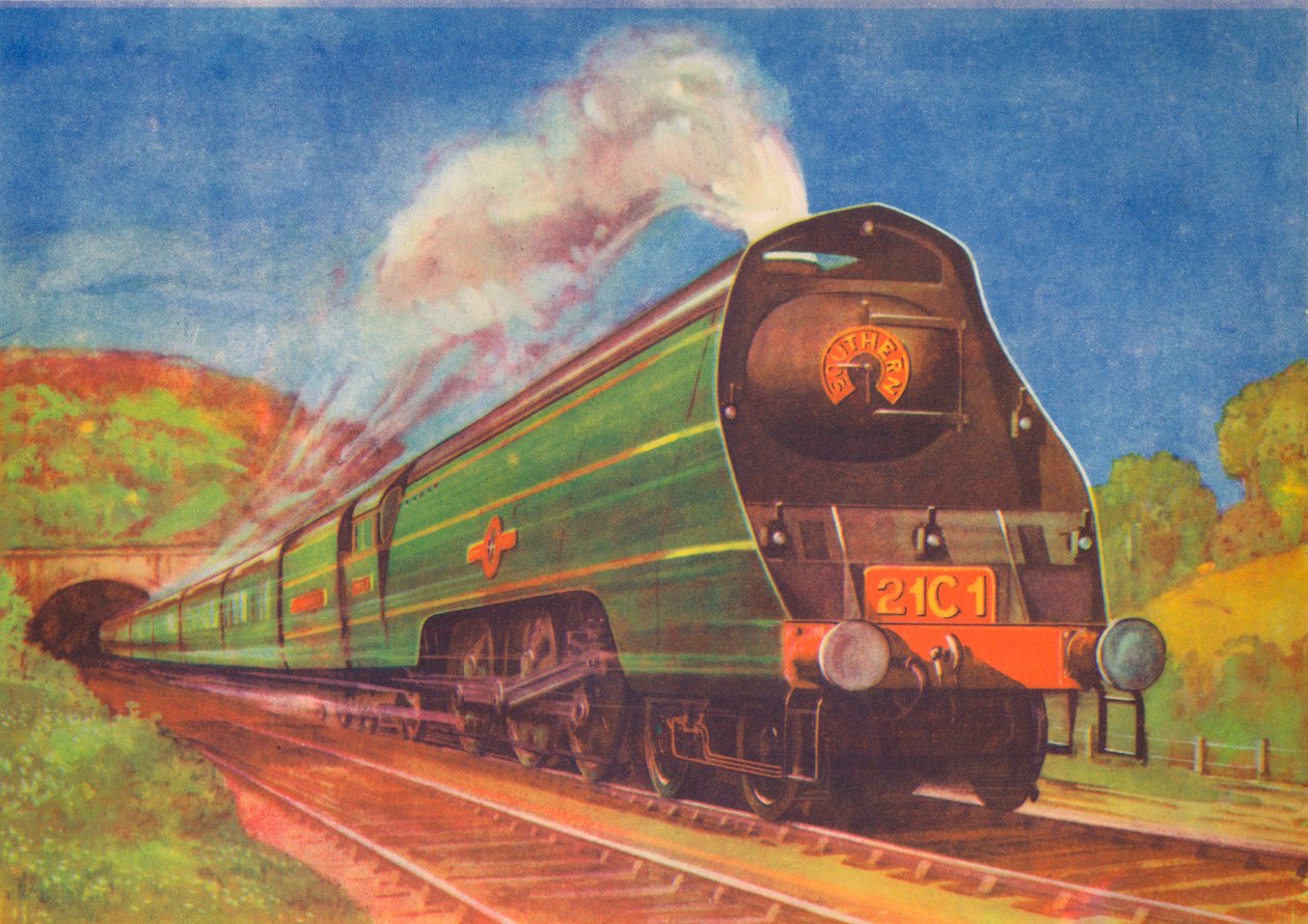 Novo aerodinâmico expresso, marinha mercante, SR, deixando o túnel de Honiton, 1940 de Unbekannt