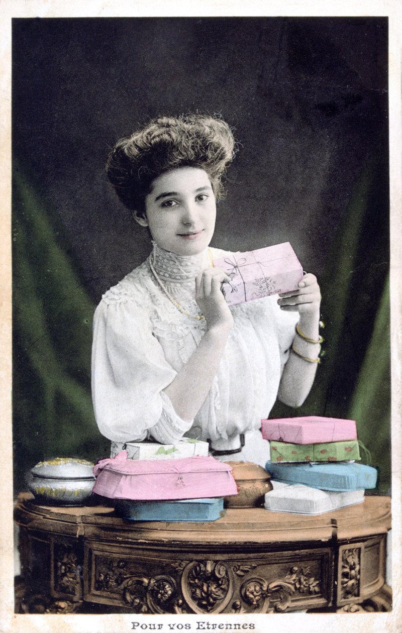Presente de ano novo, cartão postal francês, c1900 de Unbekannt