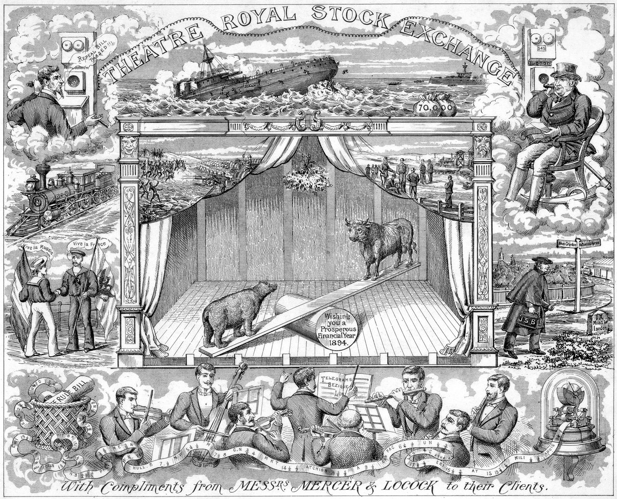 Saudações de Ano Novo dos corretores Mercer Locock a seus clientes, 1894 de Unbekannt
