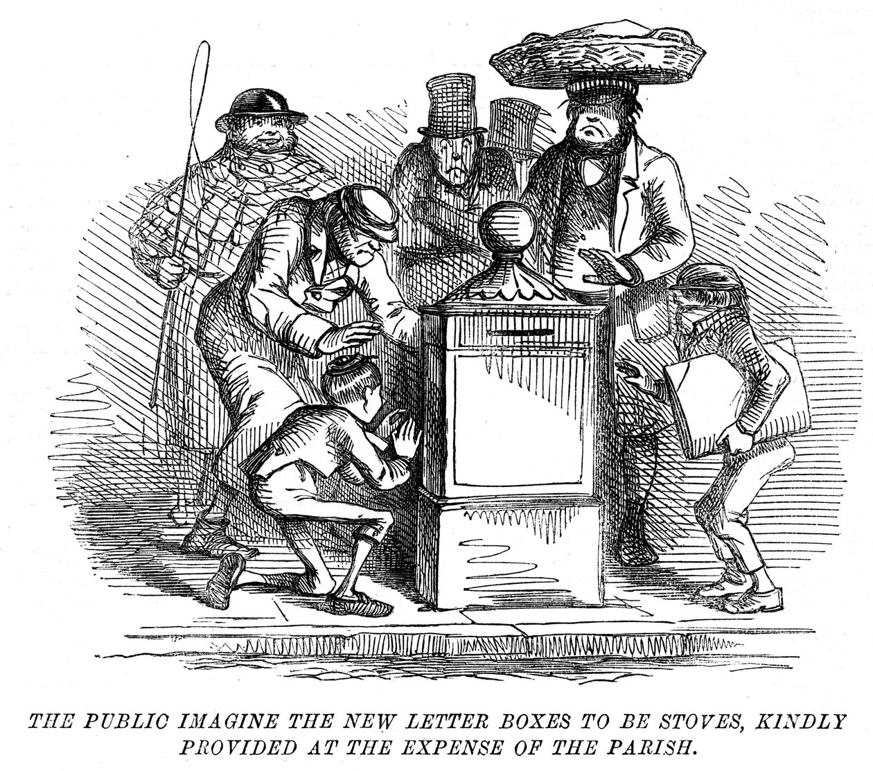 Novas caixas de correio sendo confundidas com fogões de aquecimento !, 1855 de Unbekannt