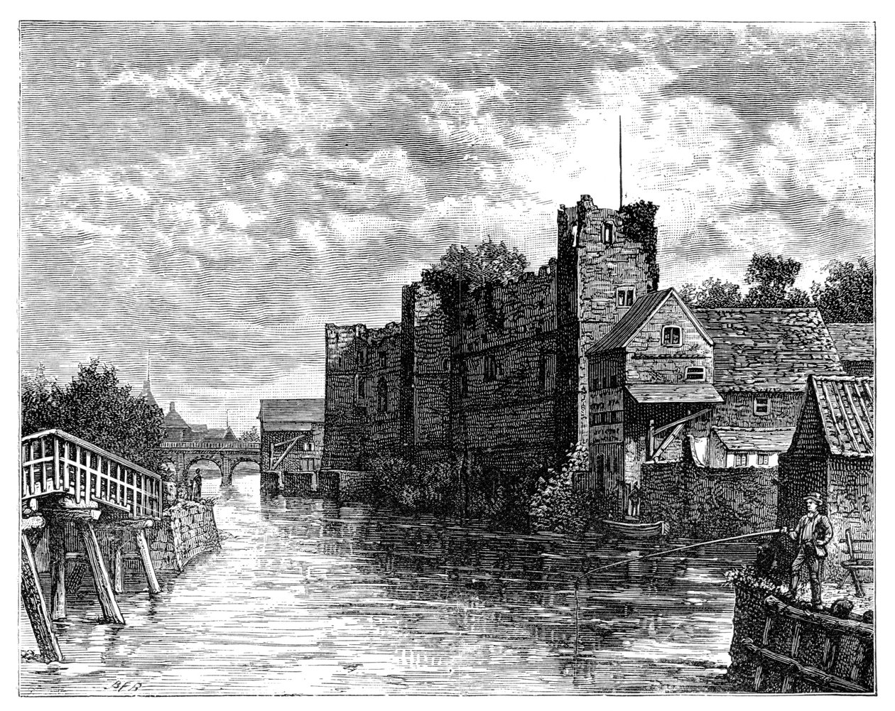 Castelo de Newark e o rio Trent, Newark-on-Trent, Nottinghamshire, 1900 de Unbekannt