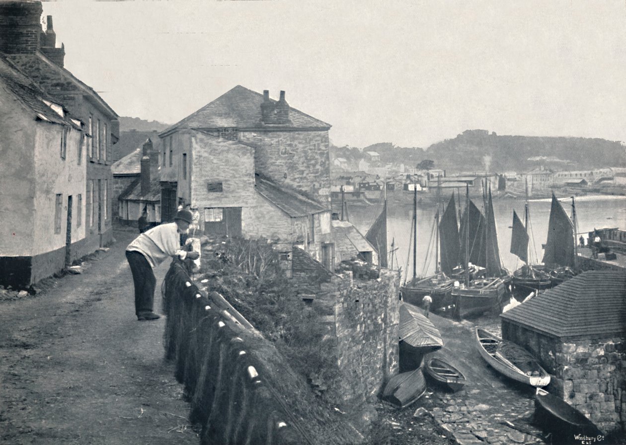 Newlyn - vista da vila e do porto, 1895 de Unbekannt