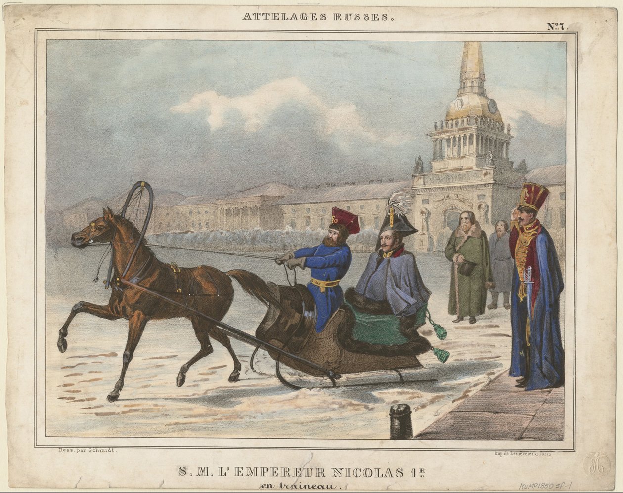 Nicolau I da Rússia em um trenó, 1850 de Unbekannt