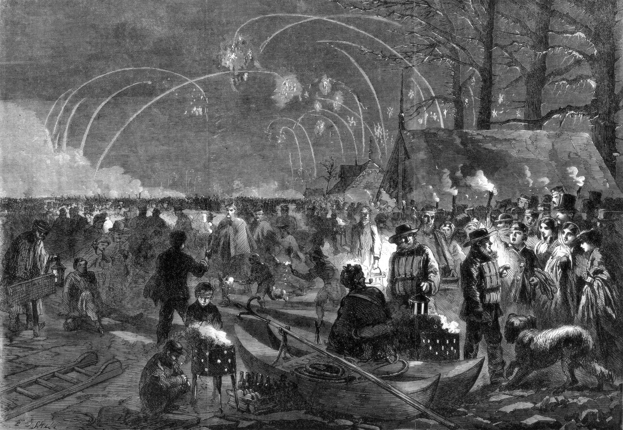 Noite secene no Serpentine, Londres, século XIX de Unbekannt