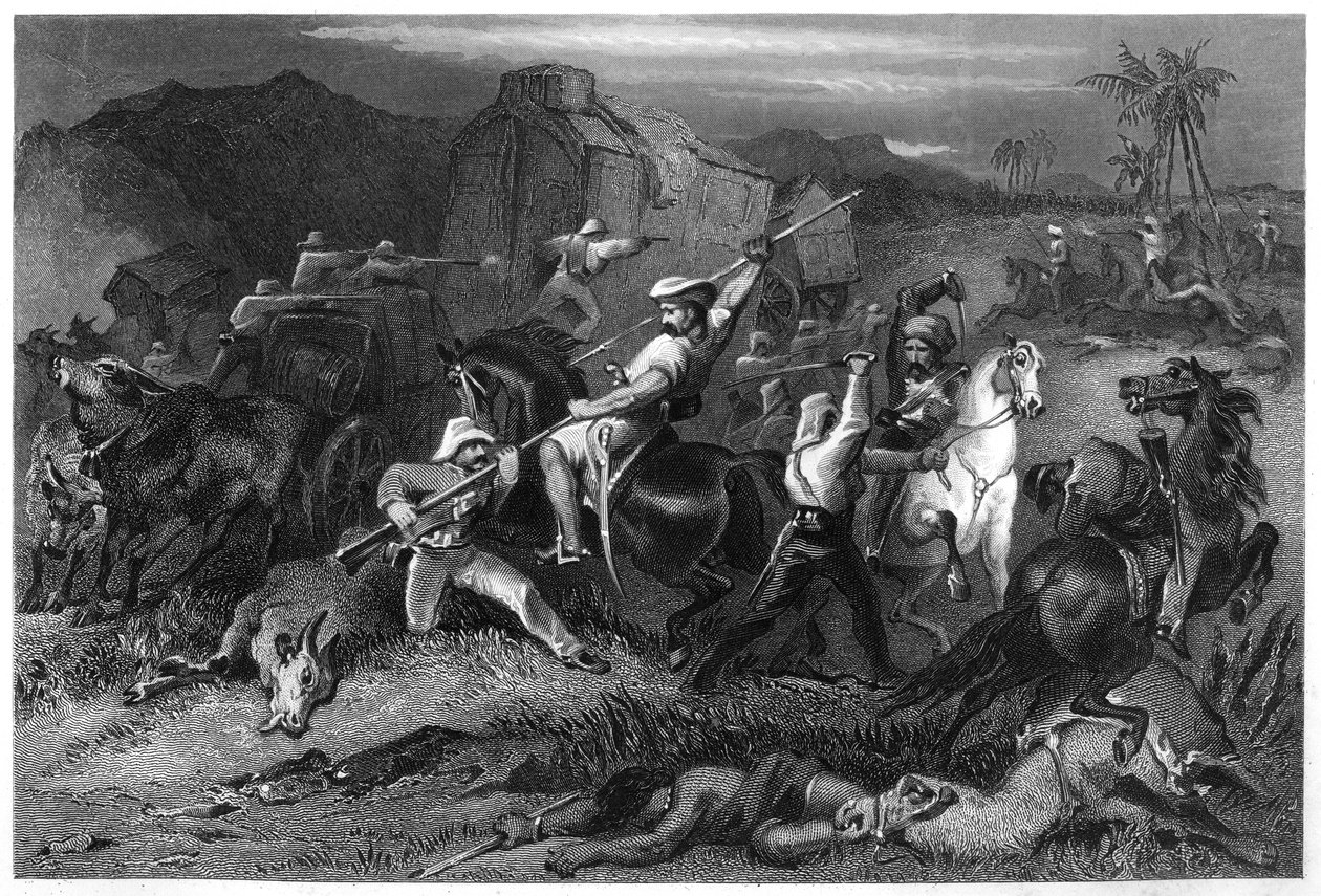 Triagem noturna e ataque a vagões de bagagem, 1857, c1860 de Unbekannt