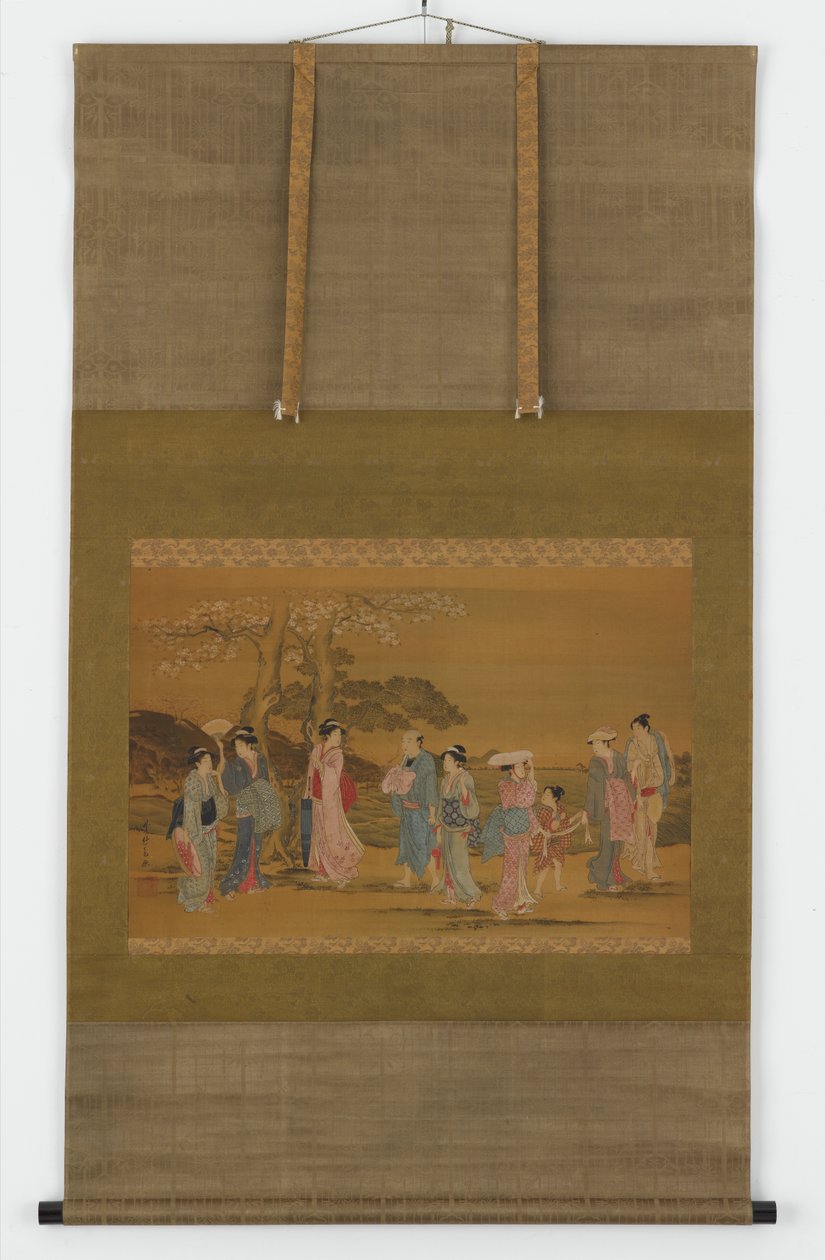 Nove pessoas para ver as flores de cerejeira, período Edo, 1615-1868. de Unbekannt