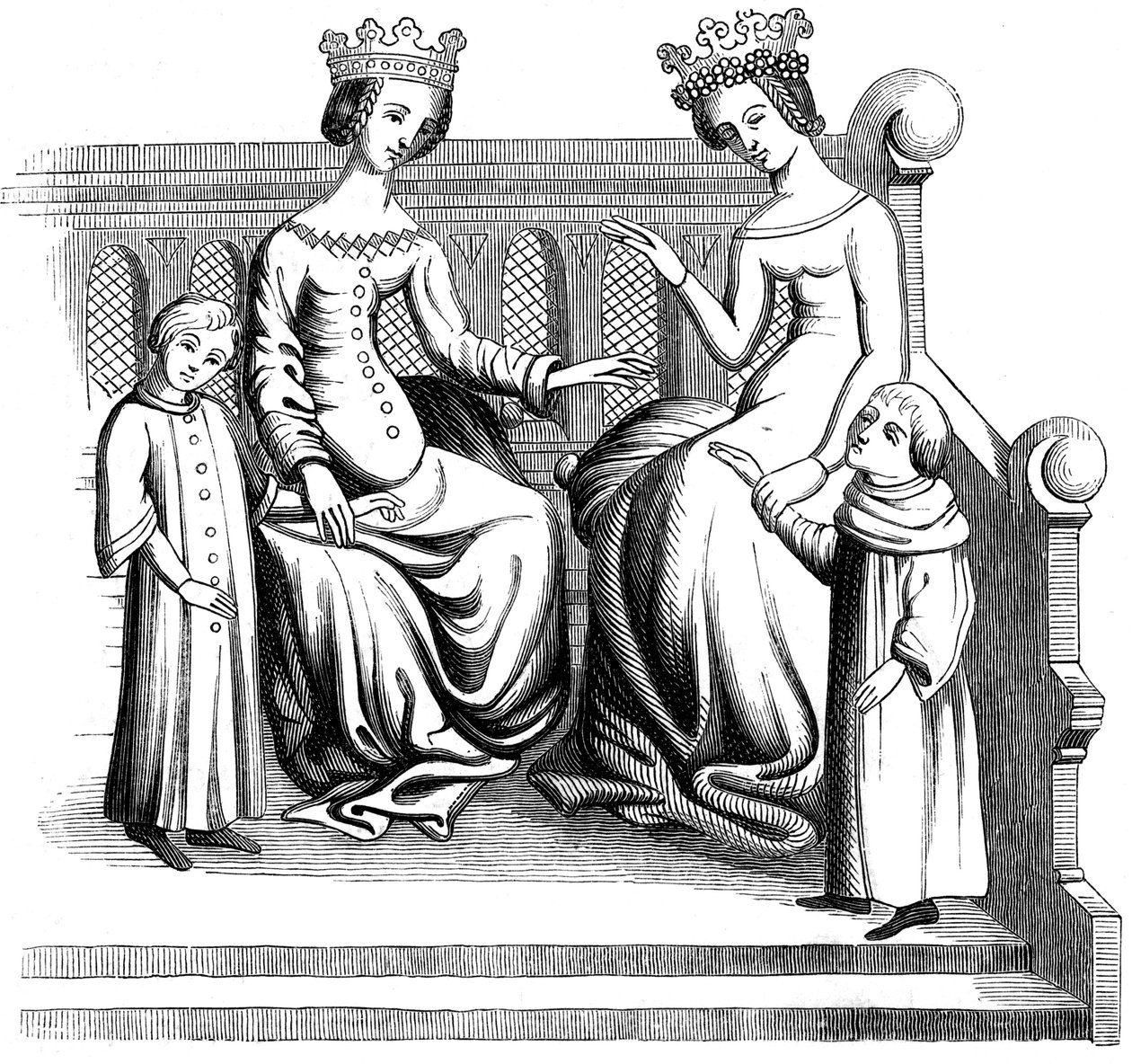 Mulheres e crianças nobres, século XIV 1849 de Unbekannt