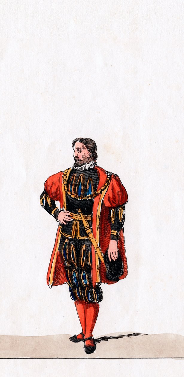 Nobleman, figurino para peça de Shakespeares, Henrique VIII, século XIX de Unbekannt