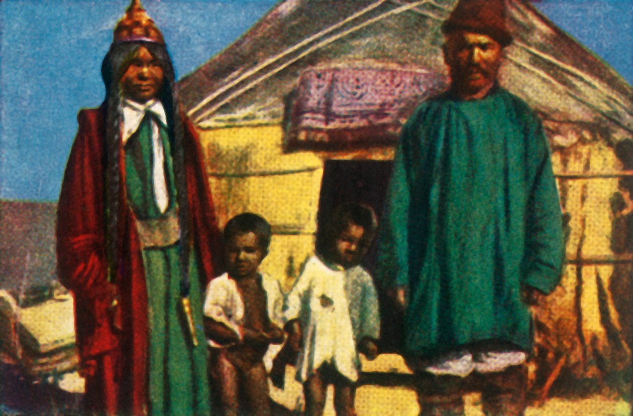 Nômades fora de sua yurt, Mongólia ocidental, c1928. de Unbekannt