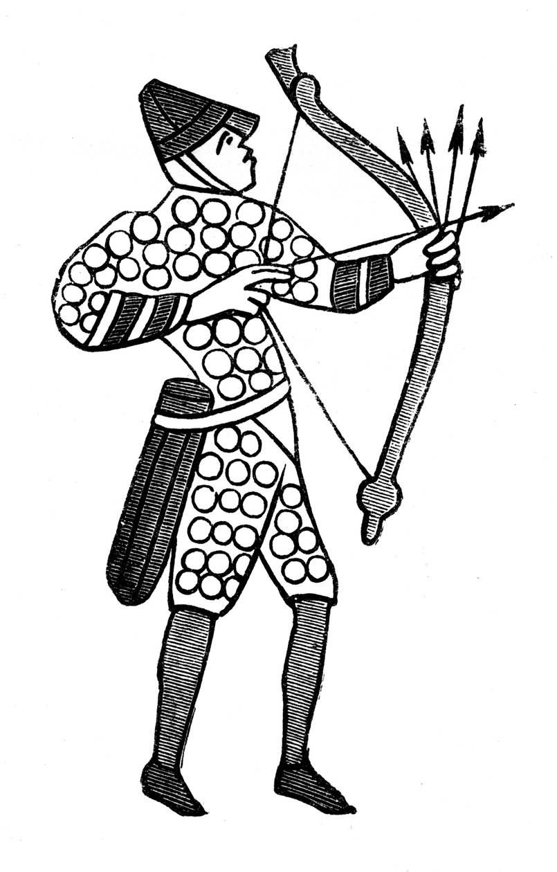 Arqueiro normando, tapeçaria de Bayeux, c1070s, 1870 de Unbekannt