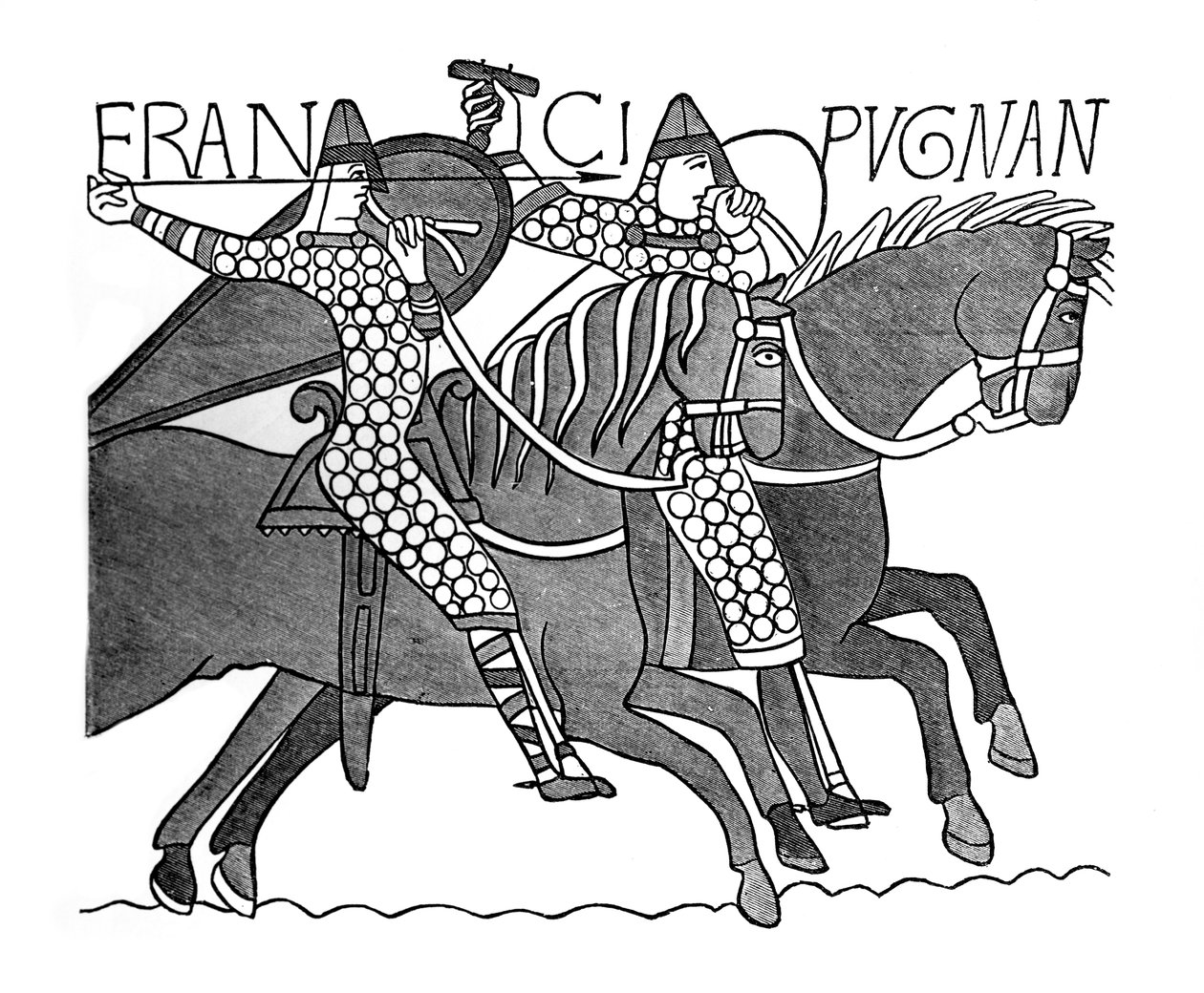 Cavaleiros normandos, tapeçaria de Bayeux, c1070s, 1870 de Unbekannt