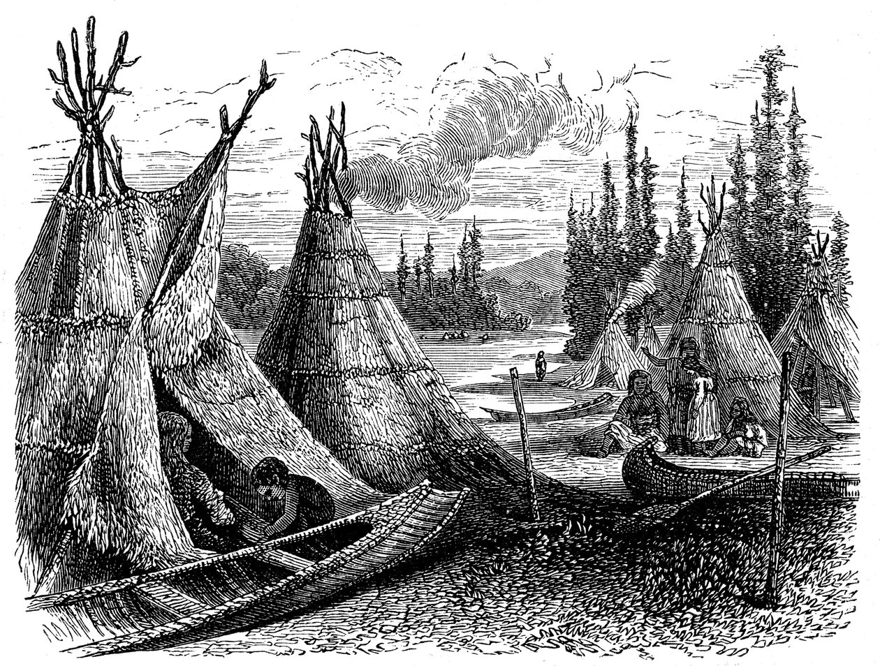 Estabelecimento norte-americano Cree indiano no verão de 1874 de Unbekannt