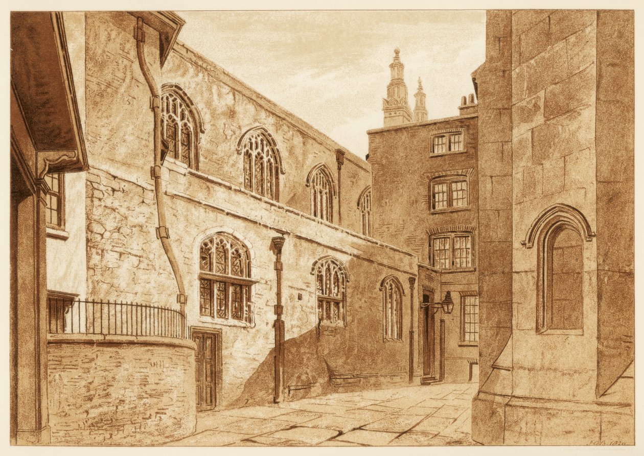 Lado norte da capela de Guildhall, cidade de Londres, 1886 de Unbekannt